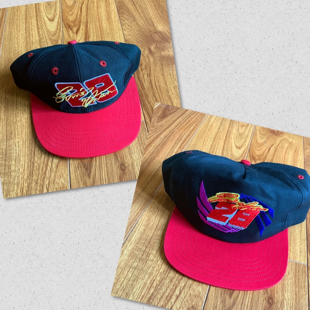 (2) 90s Nascar Mens Snapback Hat Ernie Irvan